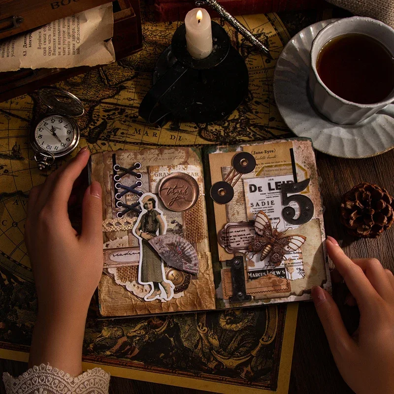 20Pcs Sticker Forest Animal Paradise Retro Handbook Cat Handbook Material Collage Decor Stickers Scrapbook Cut 144*93MM