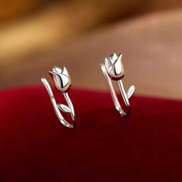 

Real 925 Sterling Silver Mini Cute Flower Stud Earrings for Women Minimalist Plant Fine Jewelry Korean Version Accessories