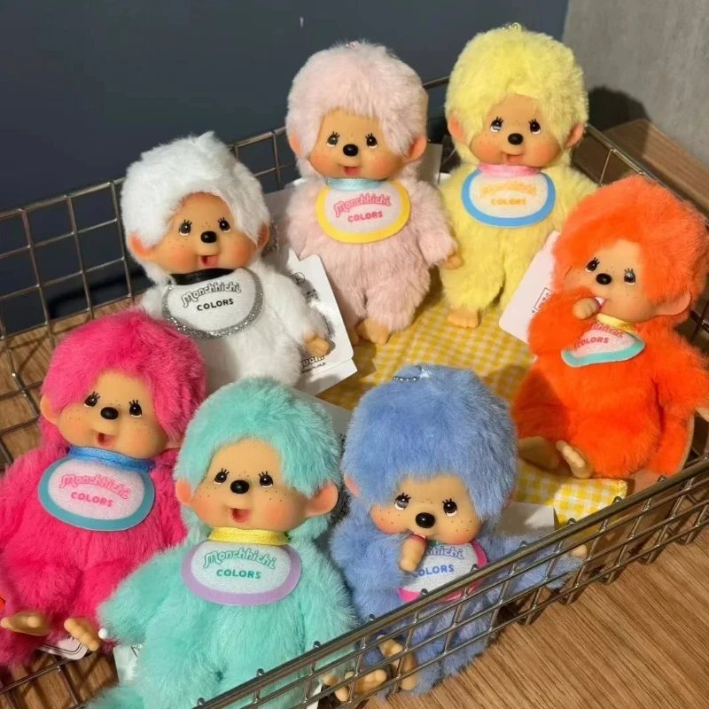 بقعة حقيقية Monchichi معكرون اللون أبيض وأسود بني تحولت لطيف ألعاب من القطيفة تمثال حقيبة يد المفاتيح هدايا عيد #6