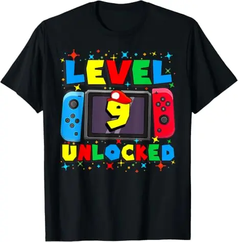 Level 9 Unlocked Video Gamer Vintage T-Shirt Jungenmode 9 Jahre alt Kleidung Y2k 9. Geburtstagsgeschenk für Söhne Neffe Gaming-T-Shirt – Detail 7