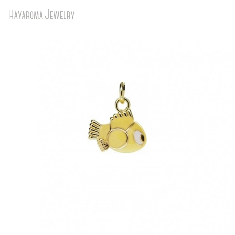 10Pcs Copper Gold Color Nautical Marine Organism Fish Wholesale Pendant Metal Yellow Jewelry Charms PM51741