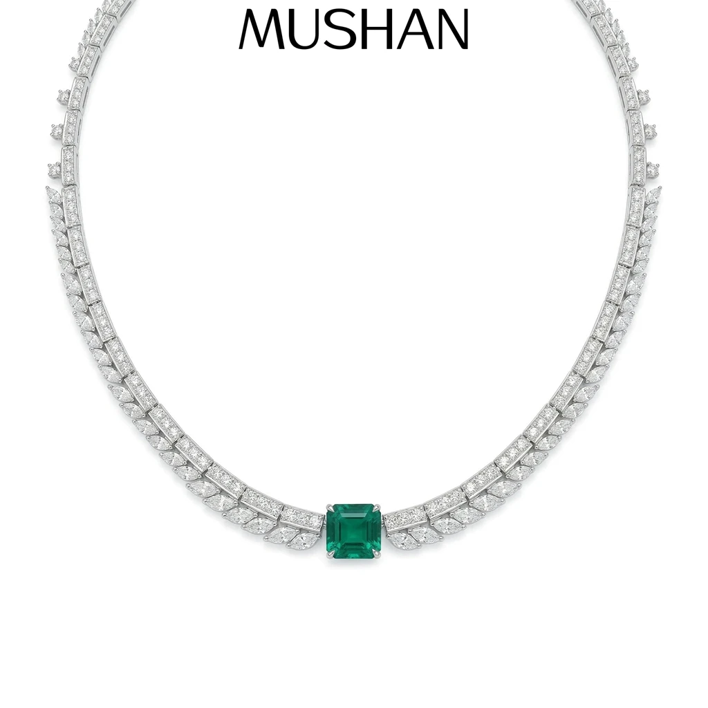 MuShan Jewelry 925 Sterling Silver Necklace Fine HCD Gemstones HCD Diamond Precious 925 Sterling Silver Necklace Accessories