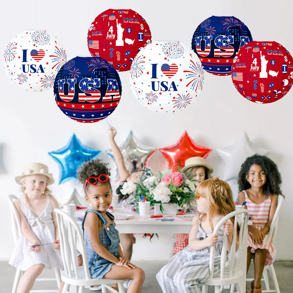 

3Pcs Patriotic Paper Lanterns American Themed Party Festival Hanging Lantern Decorations Lantern Hanging Paper Lanterns