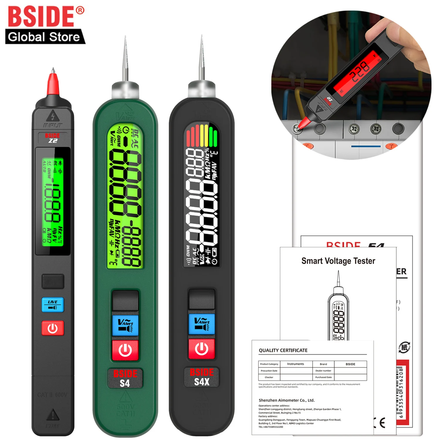 TK HOT BSIDE Spanningstester Pen 12V-300V Contactloze detectie Lekkage Live Wire Breekpuntzoeker Draagbare huishoudelijke spanning Me