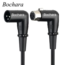 Bochara 90degree Male to 90degree Female XLR Cable 3Pin jack OFC Audio Cable Dual Shielded  For Microphone Mixer 1m 2m 3m