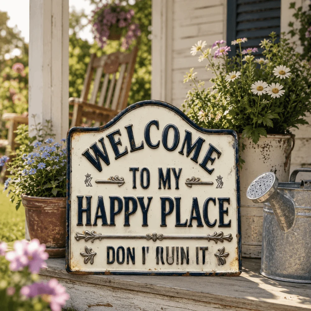 Creative Art 2D Flat Rustic Welcome Sign Wooden Printing Front Door Sign Vintage Decorative Plate House Decoration Porch
