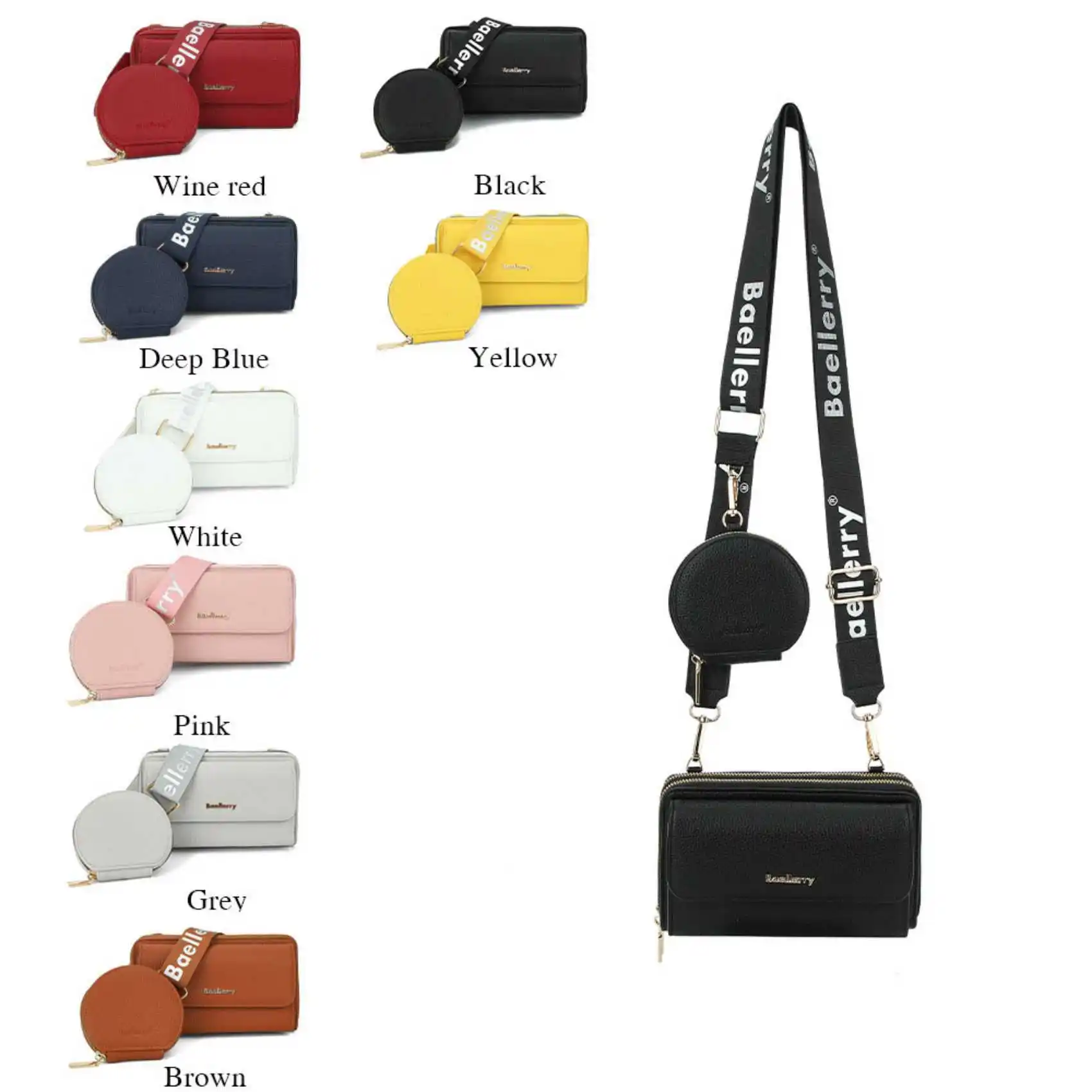 

2pcs Litchi Pattern Double Zipper Buckle Wide Shoulder Strap Bag With Pouch Ladies Multifunctional Casual Shoulder Crossbody Bag