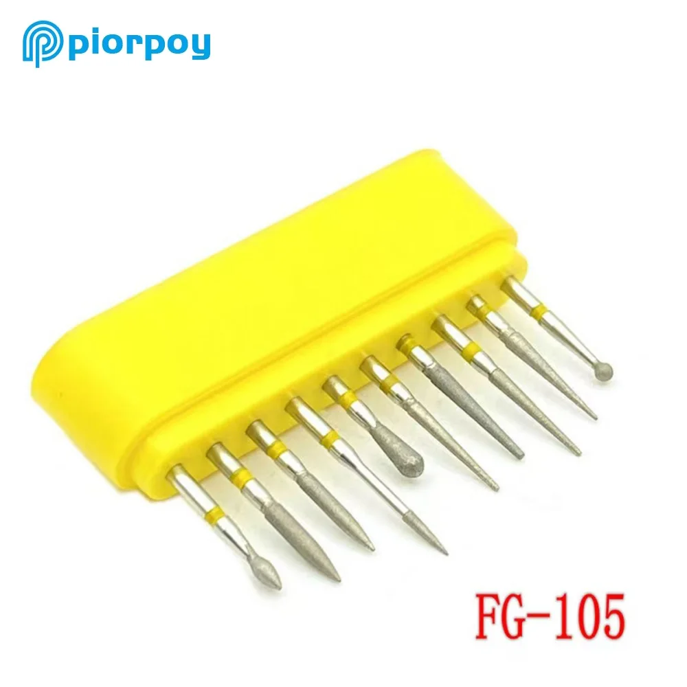 PIORPOY 10pcs/Box Dental Polishing Tool Dental Diamond Burs FG High Speed Burs Set for High Speed Handpiece Dentist Accessories