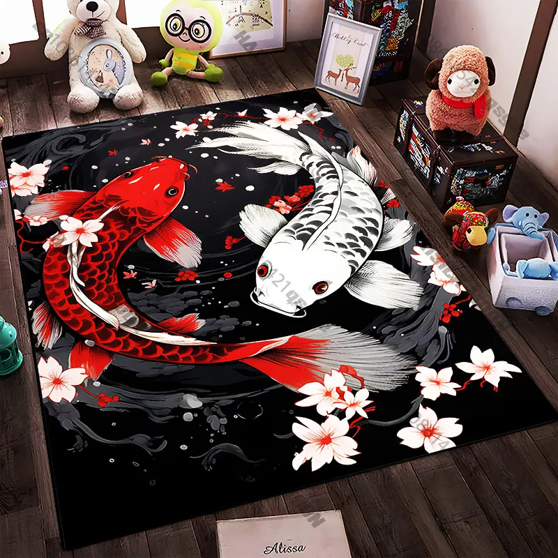 21 Sizes Koi fish harmony balance nature Printed Area Rugs for Adult Yoga Mats Living Room Decor Personalized Doormat