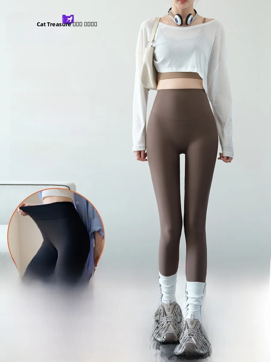 

Fall 2025 Women's Yoga Pants Thin High-Waist Tummy Control Tight-Fit arkskin Pants Innerwear Outerwear Base Layer Pants