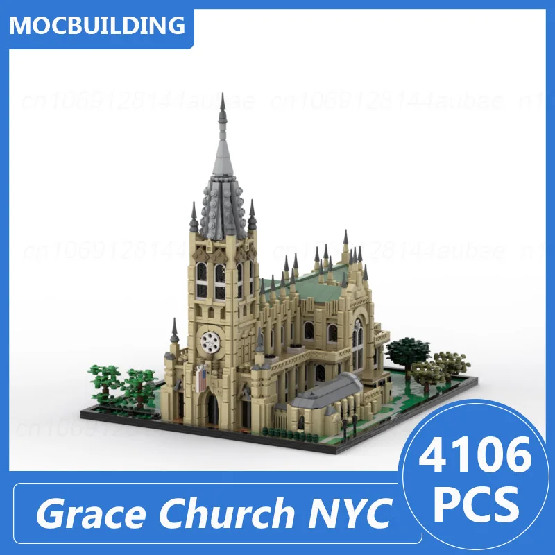 Grace Church NYC-décennie s de construction MOC, modèle d'architecture, briques à assembler soi-même, collection d'affichage, jouets créatifs, cadeaux de Noël, 4106 pièces