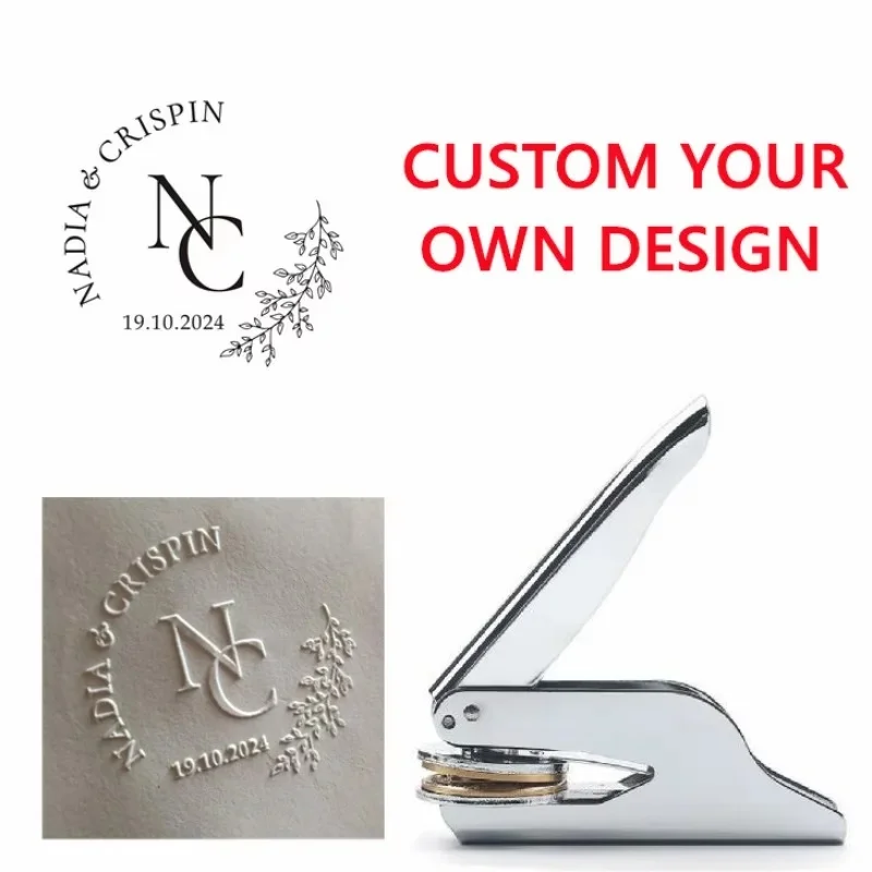 Personalized Initials & Address Embosser Stamp - Heavy-Duty Custom Stamp with Your Name & Date for Wedding, Book Signing, Docume
