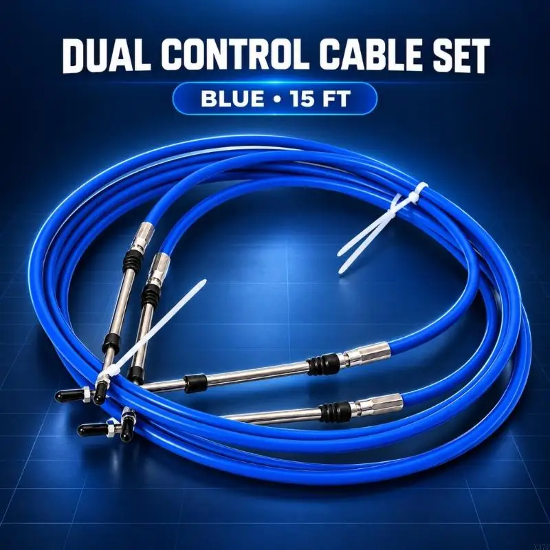 Motor Control Cable, Throttle Shifts Remote Control Box Cable Pair with Stainless Steel Inner Cables and Fitted X37F