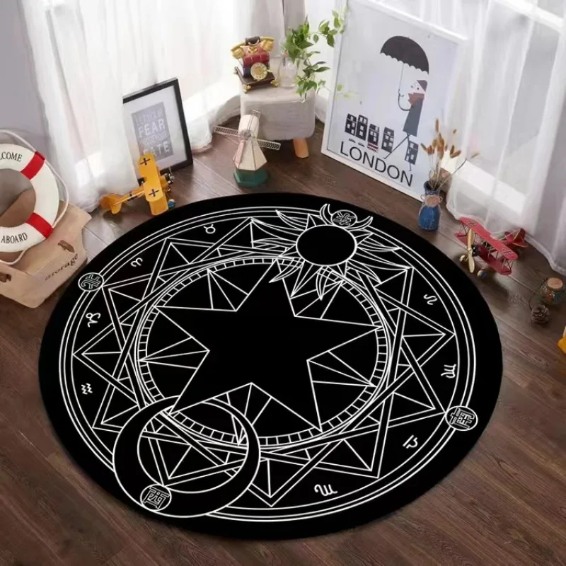 60-160CM Round Kids Bedroom Carpet Cartoon Pink Sakura Magic Circle Children Play Rugs Computer Chair Hanging Basket Puzzle Mats