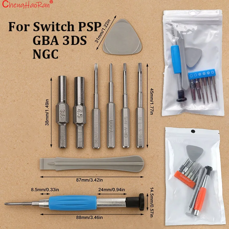 1Set Screwdriver Set 9+n1 Repair Tools Kit 3.8 4.5 T6 T8 Cross three wings ferramentas tool For Switch GB GBA SP Ne 3DS XL PSP