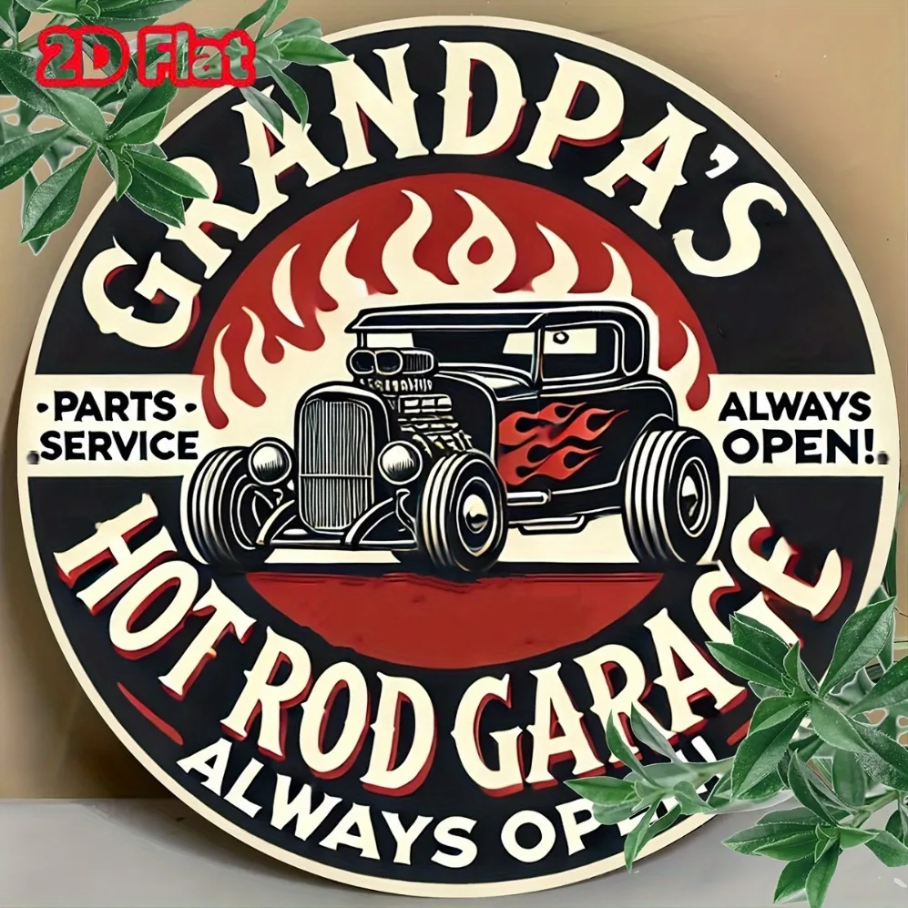 Vintage-Metallplatte, Hot Rod Garage Metallschild – Vintage-Auto-Wandkunst, wasserdicht und rostfrei – für Autoliebhaber