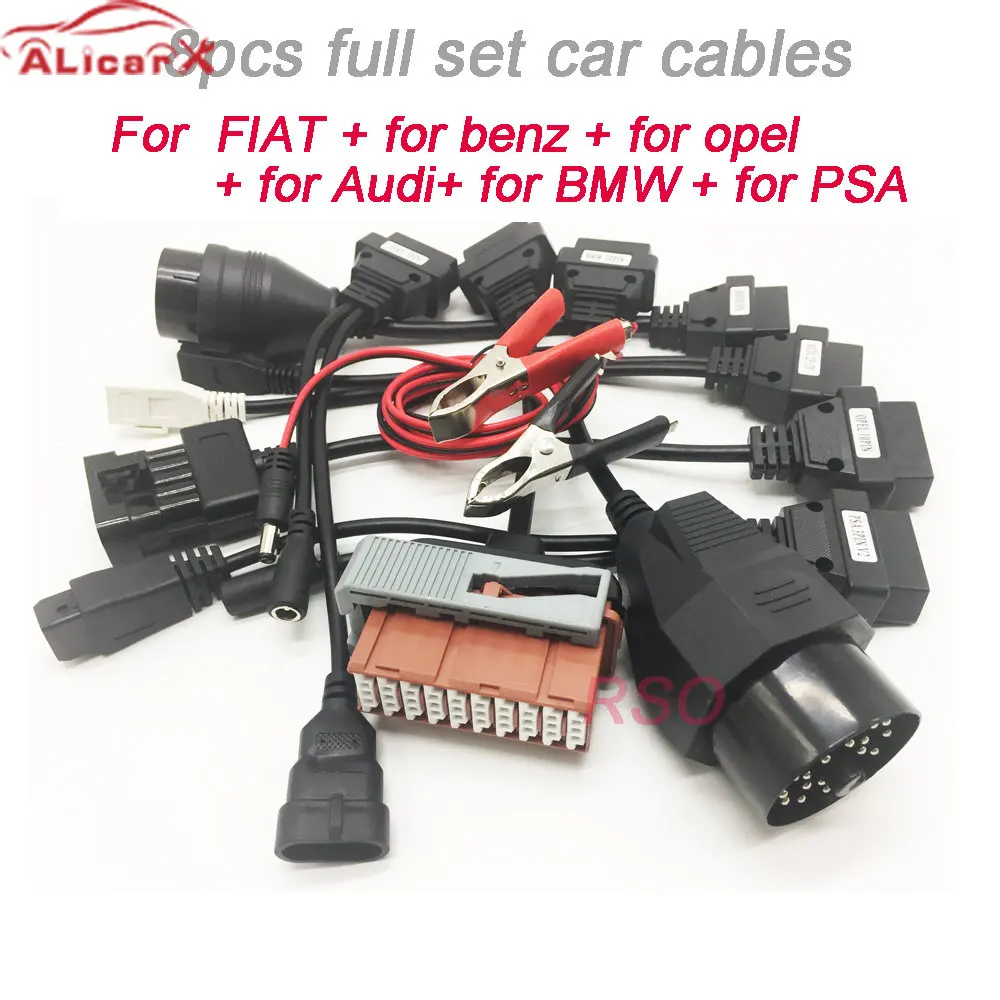 8pcs car Cable set TCS Pro OBD2 connect cables for Wurth TCS wow car diagnose Interface connectors 8pcs Car Cables