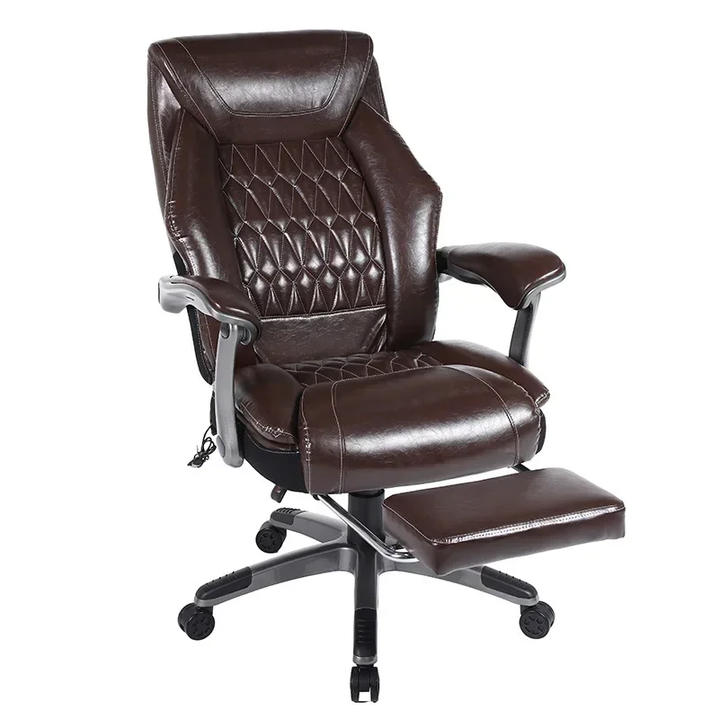 HT Seated reclining leather boss chair office chair home computer chair sedentary comfortable ergonomic office