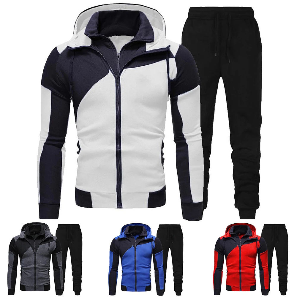 Men's Autumn Winter Tracksuit Zipper Hoodie and Pants 2 Piece Casual Sportswear Jogger Running Suit Fitness Sweatshirt