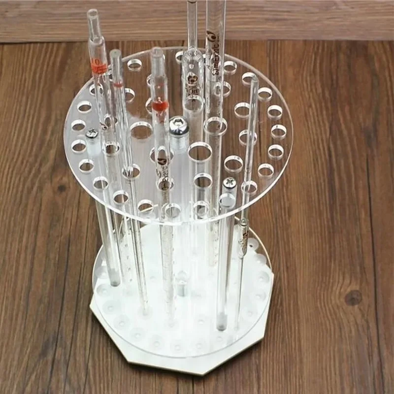 1Pcs Lab Organic Glass Round Rotating 18/28/32/42holes Pipette Tube Rack PMMA Holder Tranfer Pipette Stand Support