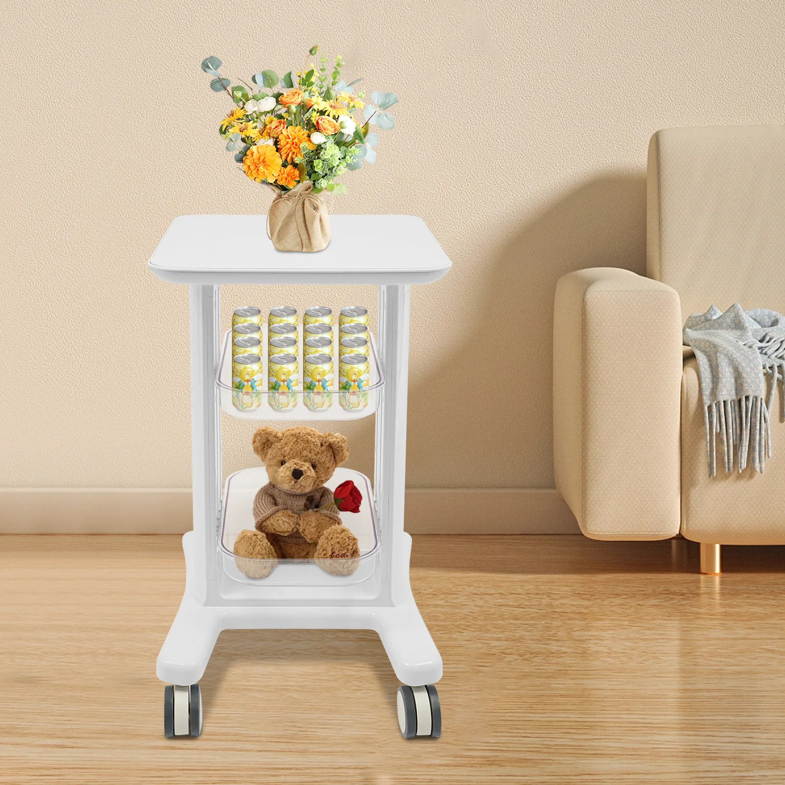 

3-tier Rolling Trolley Professional Beauty Salon Storage Trolley Storage Cart 50kg Load-capacity for Home, Barber, Clinics