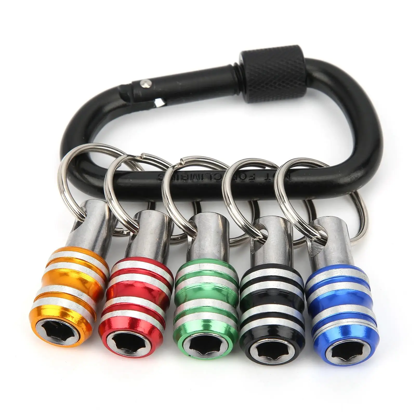 5Pcs Aluminum Keychain Screwdriver Bit Holders - 3-Slot 1/4in Quick-Release Repair Tool