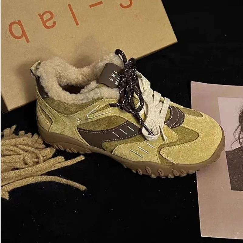 مصمم العلامة التجارية Zapatillas De Mujer اللون مطابقة أحذية الشتاء المرأة الجديدة زيادة في الهواء الطلق عدم الانزلاق أحذية رياضية غير رسمية #2