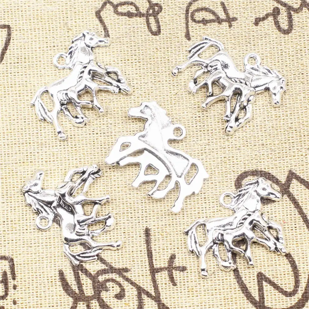 45pcs Wholesale Jewelry Lots Mother And Child Horse Charms Pendant Supplies For Jewelry Materials 22x28mm