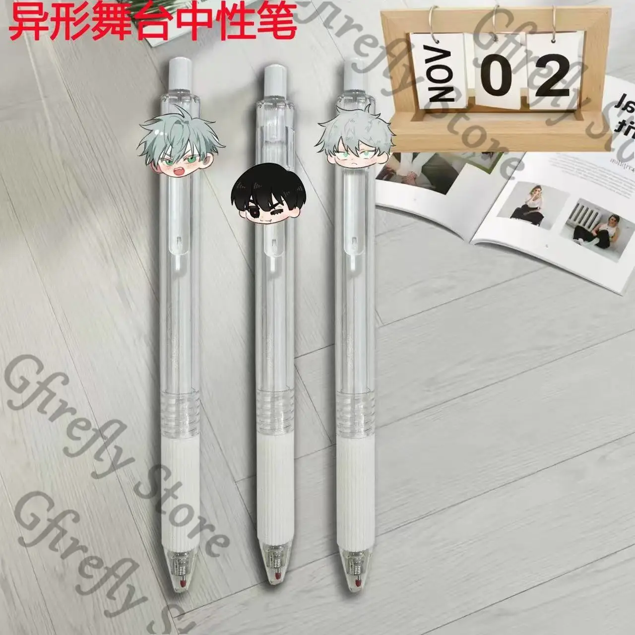 

Alien Stage Colleagues Black Gel Pen Stationery Writing Retractable Q Version Ambitus Anime Quick-dry Write Creativity Gift