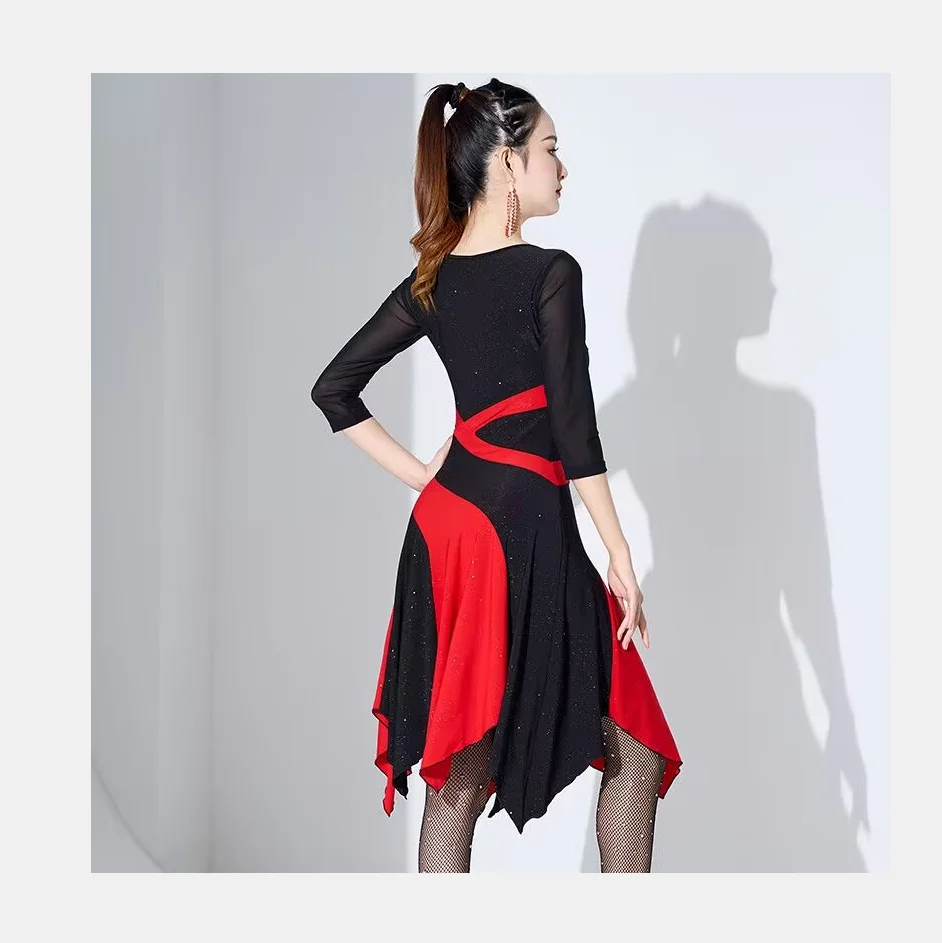 1 pcs/lot femme mode patchwork robe de danse latine dame cha cha tango robe de danse