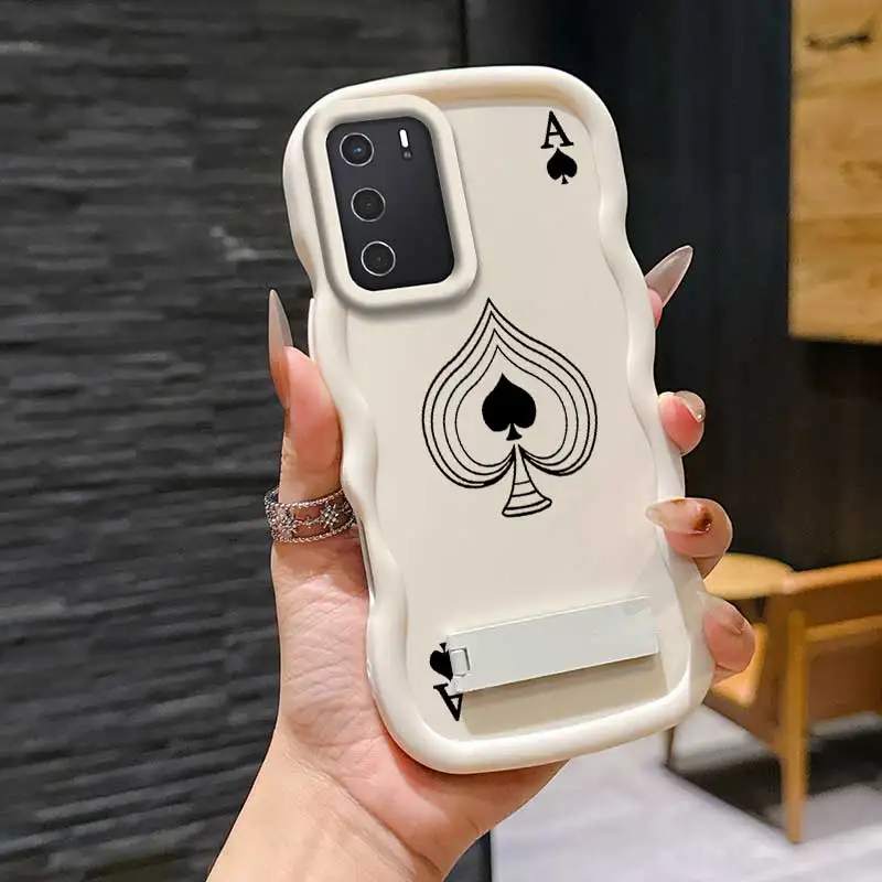 Moda Ace of Clubs Capa flexível projetada para OPPO A53s 5G com anti impressão digital e suporte para Reno F A 1 15 21 55 8 5