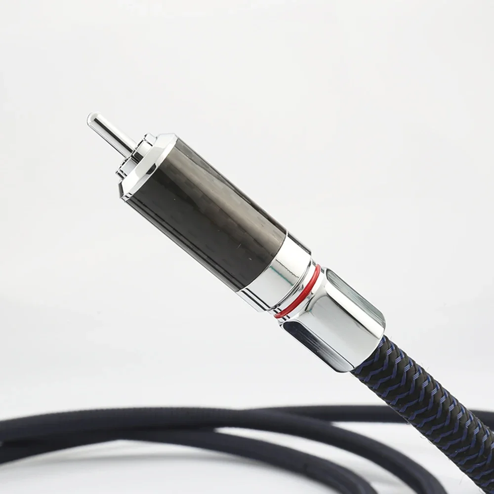 CF610R 4Pieces OEM High Quality Rhodium Plated Carbon Fiber RCA Plug Connector Hifi Auido Cable Plug