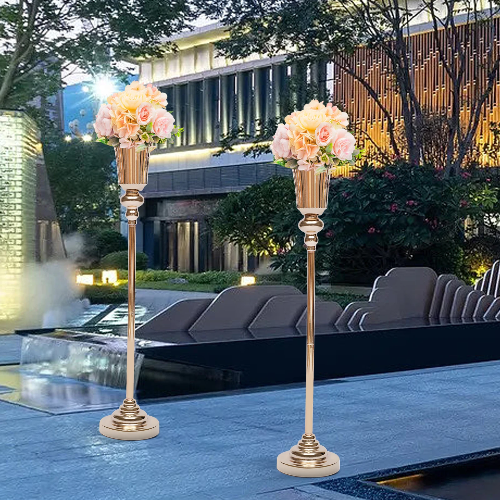 

Multi-functional Metal Wedding Table Flower Vases,Metal Trumpet Vases,Centerpiece Decorations for Wedding Banquet Tables 10piece