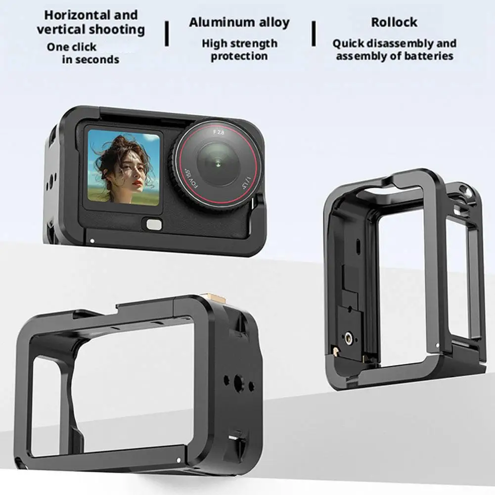 ل DJI Action 6 قفص أرنب معدني مقشر سبائك الألومنيوم تمديد مقبض ملحقات الكاميرا #2