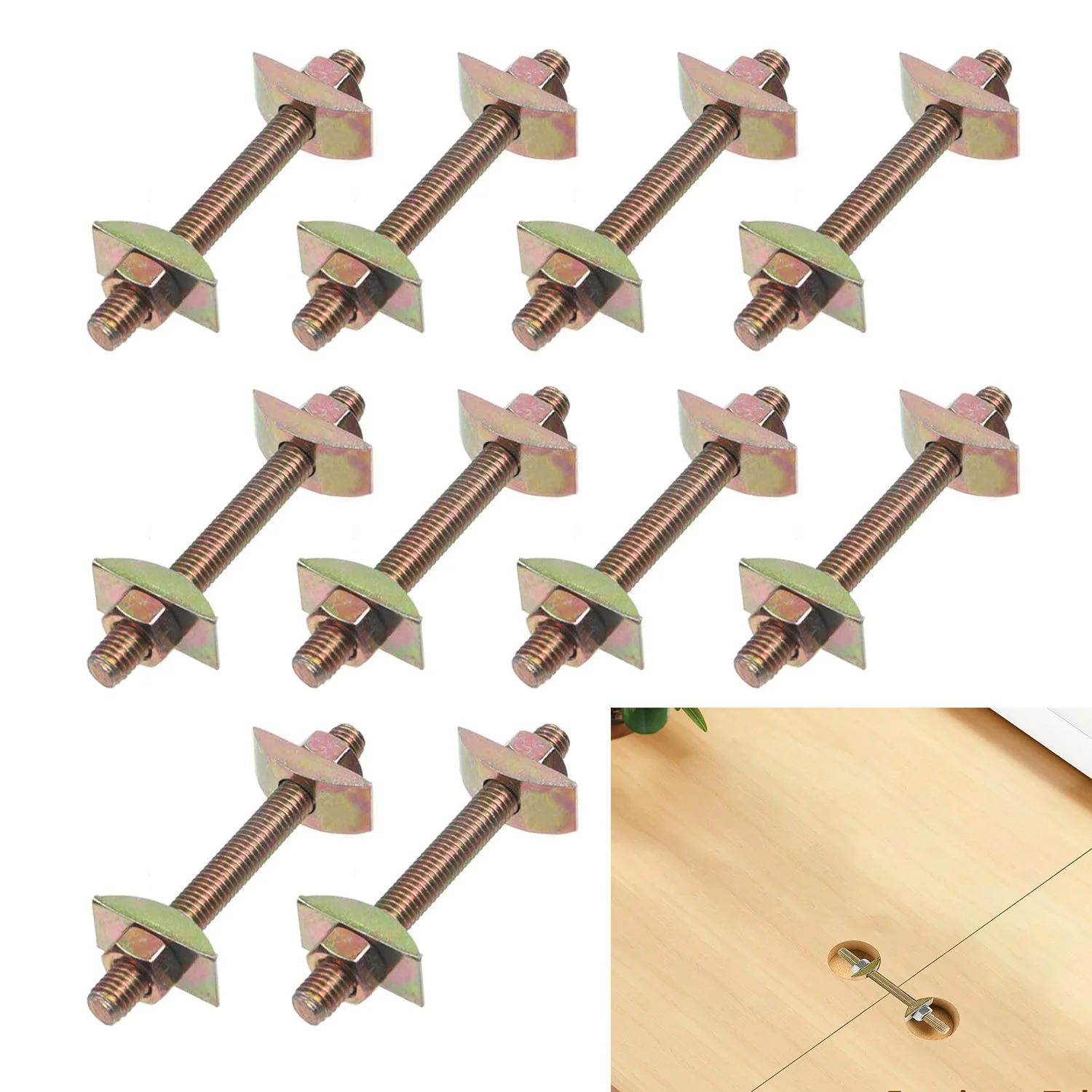 Countertop Connector Bolts, M8x80mm Joint Fasteners, Furniture Fastening Kit, Drawbolt/Bed/Butcher Block