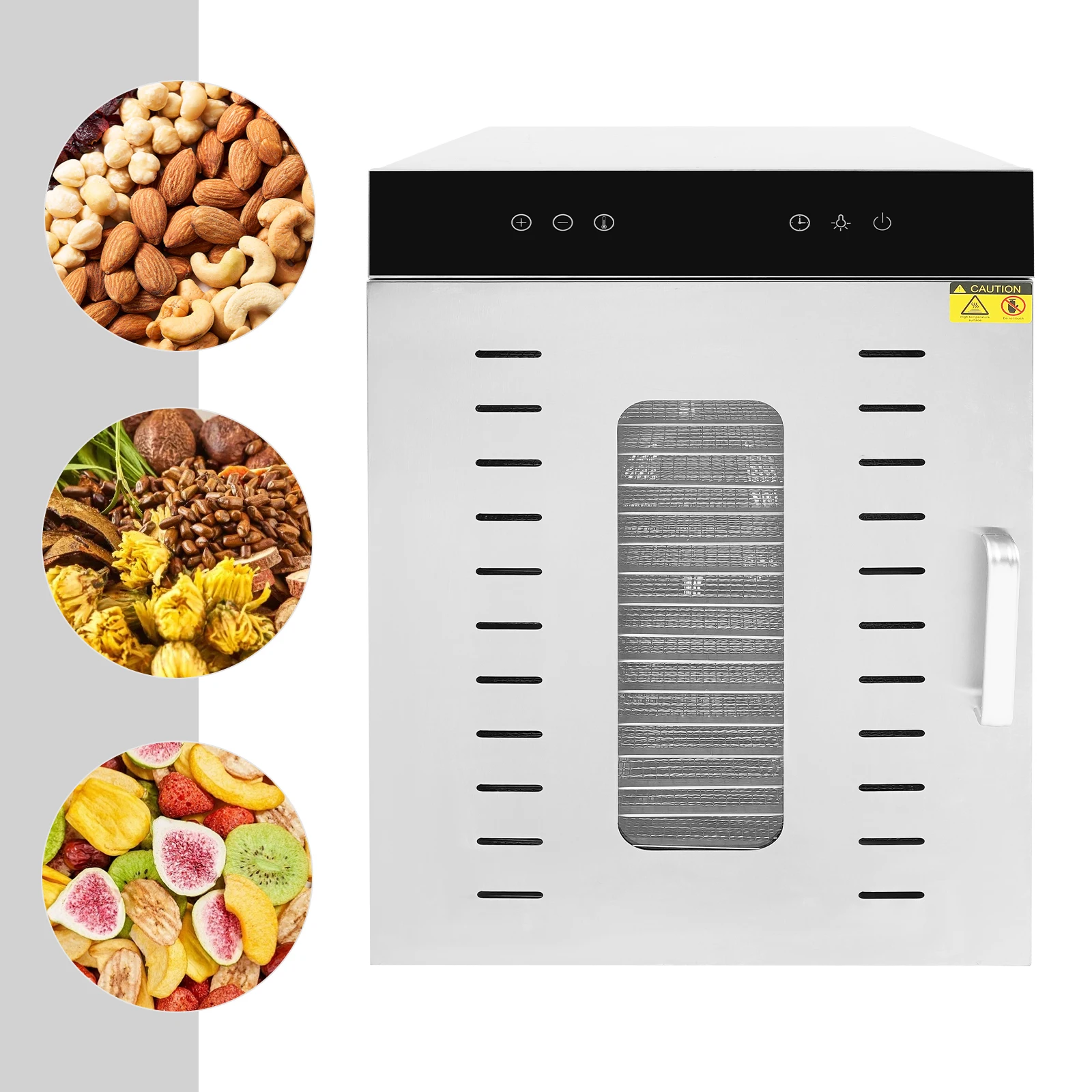 

20-Trays Stainless Steel Food Dryer,110V Silver Rectangular Food Dehydrator 46*40*60cm for Dry Nuts,Fruits