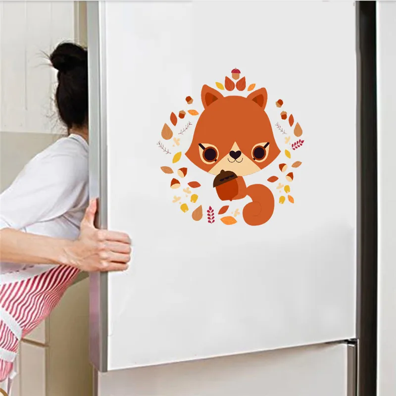 Lovely Baby Fox Toilet Stickers Bathroom Home Decoration Animal Mural Art Diy Pvc Wall Decals Self-adhesive Posters