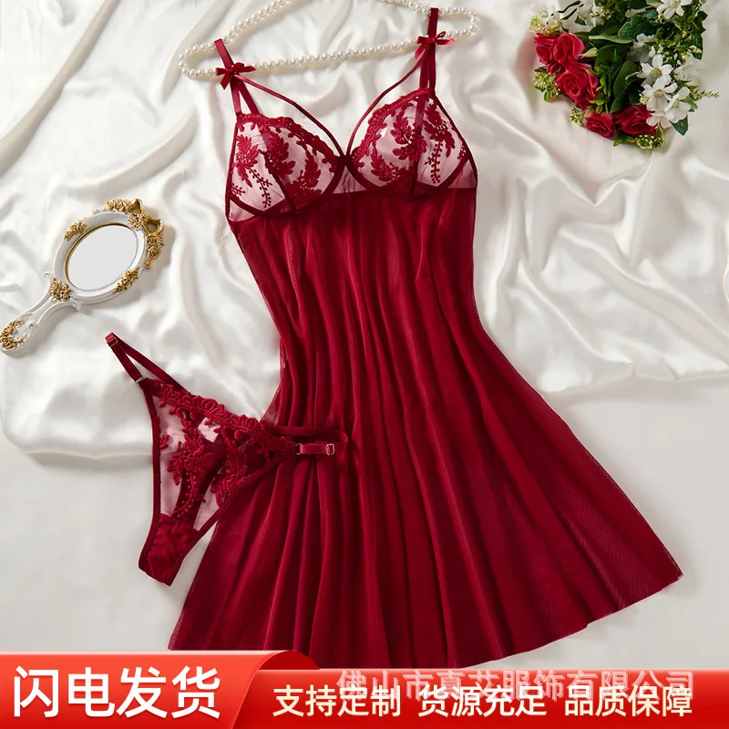 

MIMIWANG2025 new suspender nightdress sexy ultra-thin mesh pure desire temptation flirting pajamas loungewear 66