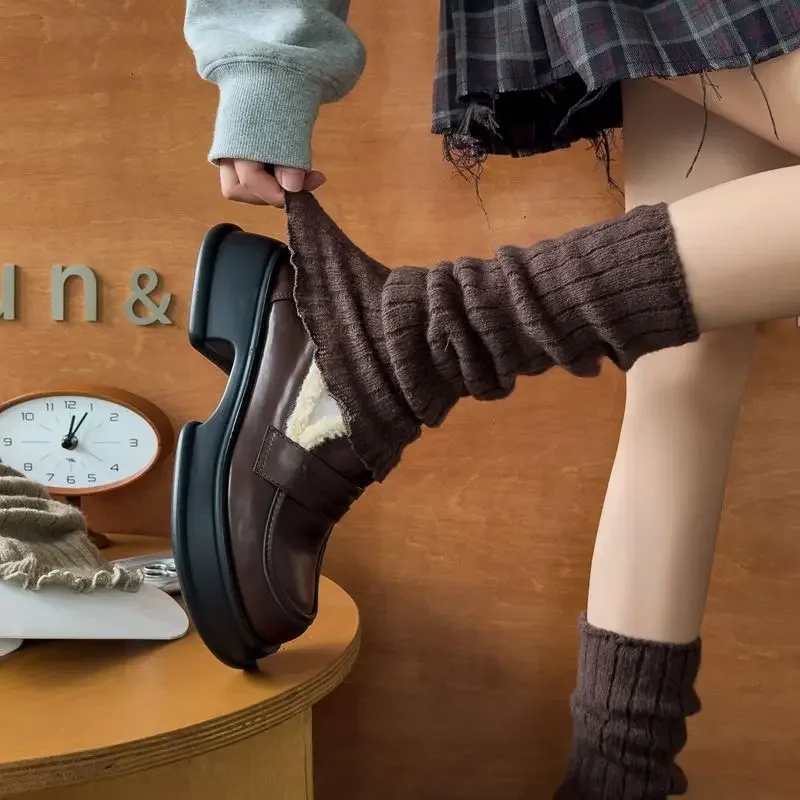 Calentadores de piernas para mujer, de otoño e invierno, en color negro y blanco, tejidos, cubren los pies, calcetines largos, estilo JK, moda japonesa, estilo Lolita, para chicas, calentadores de piernas nuevos.