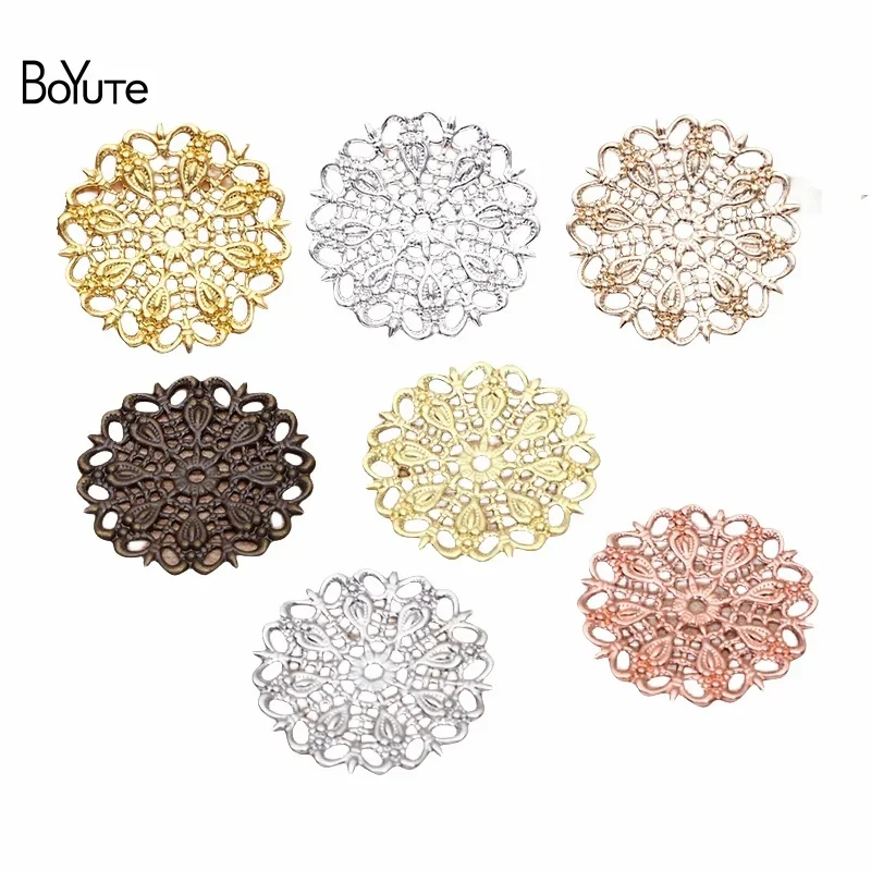 

BoYuTe (50 Pieces/Lot) Metal Brass Stamping 25MM Filigree Peacock Feather Materials DIY Jewelry Making Accessories