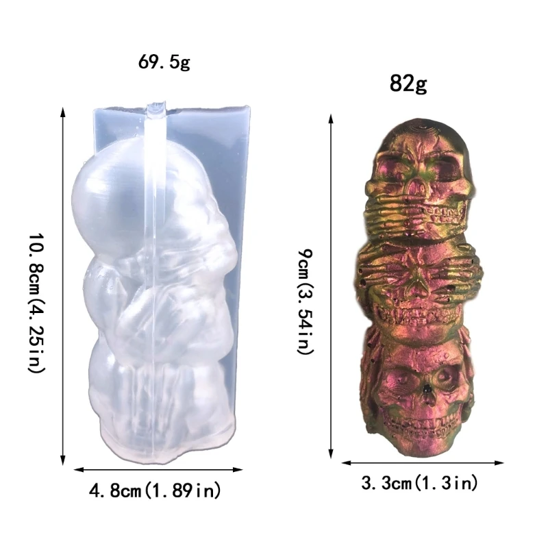 Cetakan Lilin Silikon Tengkorak Cetakan Silikon Lilin Kerangka 3D untuk Dekorasi Rumah DIY