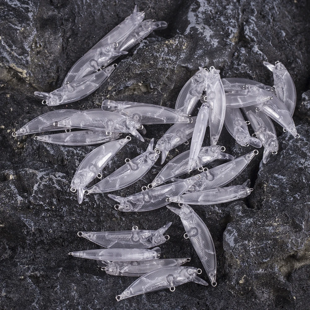 AYWFISH 15PCS Mini Sinking Minnow Unpainted Fishing Bait Transparent 5.5CM 4.2G Artificial Hard Small Shallow Diver Lure Blanks