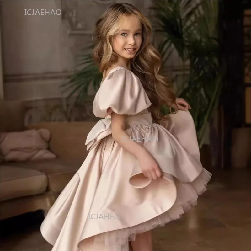 Girls Children Elegant Party Dress Puffy Gown Host Piano Recital Performance Pageant Formal Evening for Kids Costume Clothes