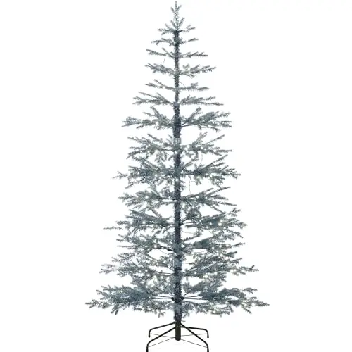 Pre-Lit Sparse Christmas Tree 6ft Artificial Pine Holiday Décor Aspen Noble Fir w/ 2-in-1 White & Multicolor LED Lights