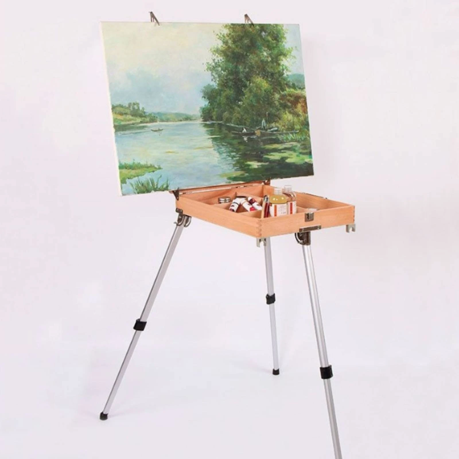 French Easel Foldable Sketchbox Easel Painting Box Portable Hand-Carry for Artists, Plein Air, Travel view 4