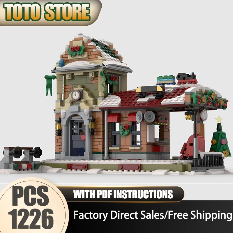 

Moc Building Bricks Holiday Avenue Little Station Модель Building Technology City Street View Модель Блоки Конструкторы Игрушки Подарки