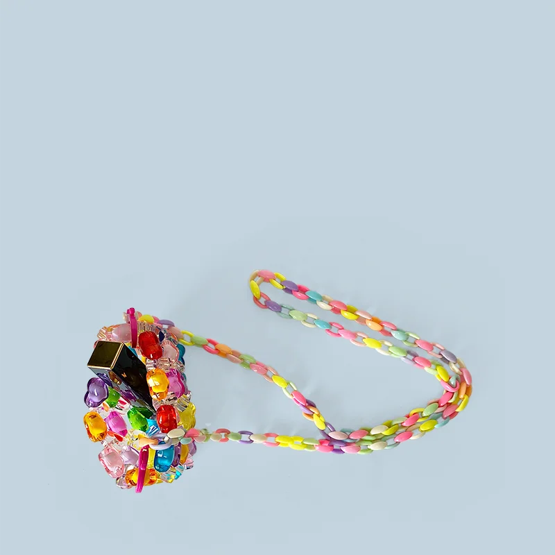 Nowa torebka Jelly Rainbow Love Bead Bag Ręcznie tkana torebka damska Dopamina Torebka krzyżowa w kształcie serca Mini — zdjęcie 7