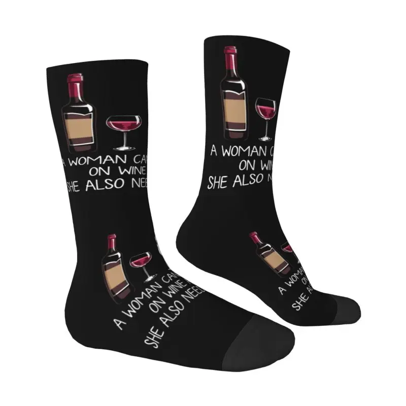 Husky And Wine Mens Crew Socks Unisex Fun 3D Print Funny Dog Dress Socks