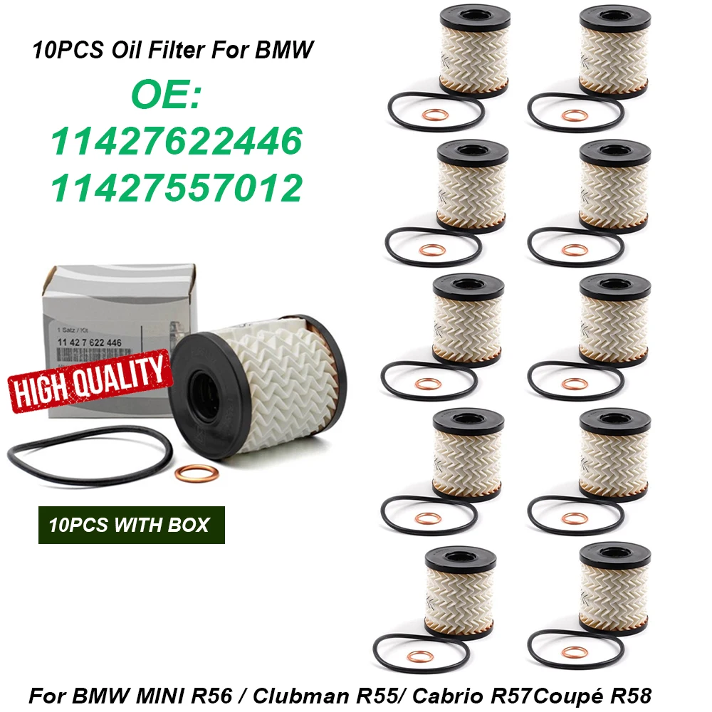 

10 шт. масляный фильтр двигателя 11427622446 11427557012 для BMW MINI R56 Clubman R55 Cabrio R57 Coupé R58 Roadster R59 Countryman R60