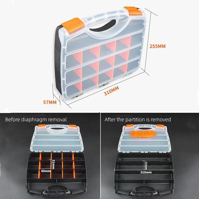 ABS Plastic Portable Parts Box Toolbox Multi-Grid Screw Storage Box Metal Parts Hardware Tool Screwdriver Auto Repair Tool Box